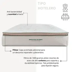 EKONOMODO - Colchón con Base Cama Semidoble Firmeza Media Ortopédico con Pillow Resortado 120 x 190 cm + Cabecero Combo - 0% Interés a 3 Cuotas Pagando con tu CMR Banco Falabella