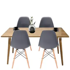 EKONOMODO - Juego de Comedor Moderno para 4 Personas (Comedor + 4 Sillas)
