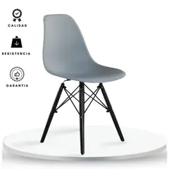 EKONOMODO - Silla de Comedor Moderna en Polipropileno con Patas de Madera 83 x 48 x 53 cm