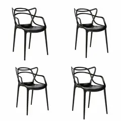 EKONOMODO - Set X4 Silla de Comedor con Patas de Polipropileno 82 x 49 x 45 cm