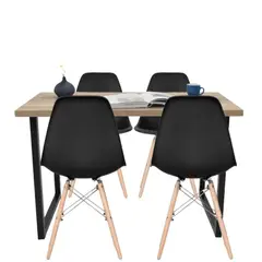 EKONOMODO - Juego de Comedor Moderno para 4 Personas (Comedor + 4 Sillas)