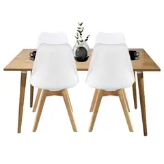 EKONOMODO - Juego de Comedor Moderno para 4 Personas (Comedor + 4 Sillas)