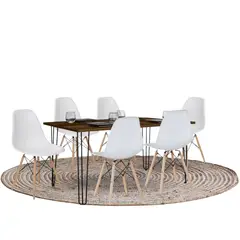 EKONOMODO - Juego de Comedor Moderno para 6 Personas (Comedor + 6 Sillas)