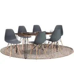 EKONOMODO - Juego de Comedor Moderno para 6 Personas (Comedor + 6 Sillas)