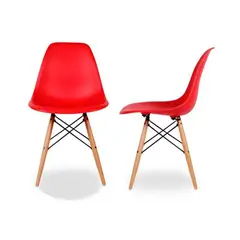 EKONOMODO - Set X2 Silla de Comedor en Polipropileno con Patas de Madera 83 x 48 x 53 cm