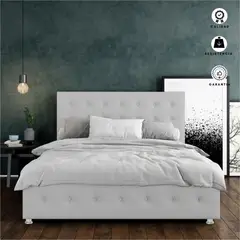 EKONOMODO - Colchón con Base Cama Queen Firmeza Media Ortopédico Doble Cara Resortado 160 x 190 + Cabecero Combo - 0% Interés a 3 Cuotas Pagando con tu CMR Banco Falabella