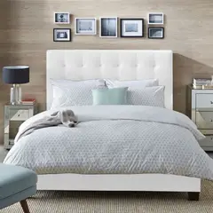 EKONOMODO - Colchón con Base Cama Doble Firmeza Media Ortopédico con Pillow Resortado 140 x 190 cm + Cabecero Combo - 0% Interés a 3 Cuotas Pagando con tu CMR Banco Falabella