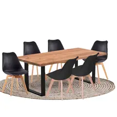 EKONOMODO - Juego de Comedor Moderno para 6 Personas (Comedor + 6 Sillas)