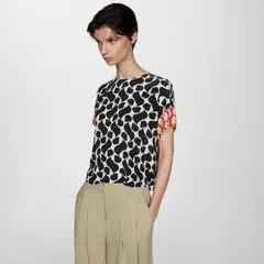 MANGO - Blusa Mujer con Estampado Manga corta
