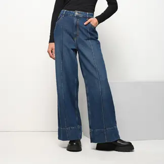 BASEMENT - Jean Wide Leg Mujer Tiro alto