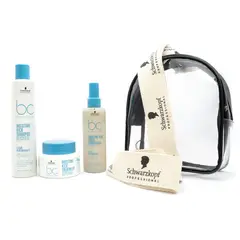 BONACURE BY SCHWARZKOPF - Set de Tratamientos capilares Kit Hidratación Profunda Bc Incluye: Shampoo Moisture Kick 250ml, Acondicionador Moisture Kick 200ml, Tratamiento Moisture Kick 200ml y Bolso Viajero