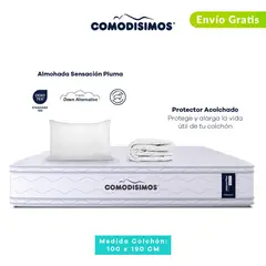 COMODISIMOS - Colchón Sencillo Firmeza Media Ortopédico Resortado Doble Cara Línea Advance 100 x 190 cm + Almohada + Protector Comodísimos