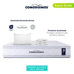 COMODISIMOS - Colchón Sencillo Firmeza Media Ortopédico Resortado Doble Cara Línea Advance 90 x 190 cm + Almohada + Protector Comodísimos