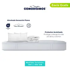 COMODISIMOS - Colchón Queen Firmeza Media Ortopédico Resortado Doble Cara Línea Advance 160 x 190 cm + 2 Almohadas + Protector Comodísimos
