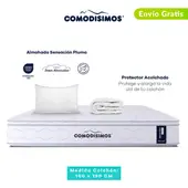 COMODISIMOS - Colchón Queen Firmeza Media Ortopédico Resortado Doble Cara Línea Advance 160 x 190 cm + Almohada + Protector Comodísimos