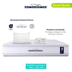 COMODISIMOS - Colchón Queen Firmeza Media Ortopédico Resortado Doble Cara Línea Advance 160 x 190 cm + Almohada + Protector Comodísimos