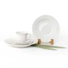 MICA - Juego de Vajilla 4 Puestos Vajilla 20 Pzas Blanca Canele