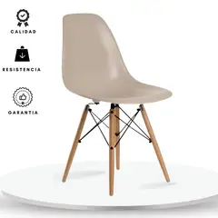 EKONOMODO - Silla de Comedor Moderna en Polipropileno con Patas de Madera 83 x 48 x 53 cm