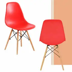 EKONOMODO - Silla de Comedor Moderna en Polipropileno con Patas de Madera 83 x 48 x 53 cm