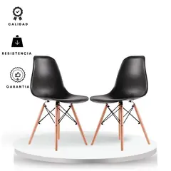 EKONOMODO - Silla de Comedor Moderna en Polipropileno con Patas de Madera 83 x 48 x 53 cm