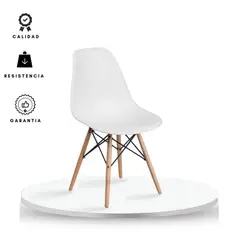 EKONOMODO - Silla de Comedor Moderna en Polipropileno con Patas de Madera 83 x 48 x 53 cm