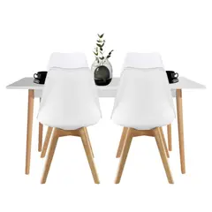 EKONOMODO - Juego de Comedor Moderno para 4 Personas (Comedor + 4 Sillas)