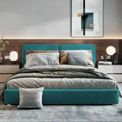 EKONOMODO - Colchón con Base Cama Queen Firmeza Media Ortopédico Doble Cara Resortado 160 x 190 + Cabecero Combo - 0% Interés a 3 Cuotas Pagando con tu CMR Banco Falabella