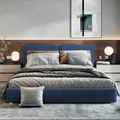 EKONOMODO - Colchón con Base Cama King Firmeza Media Ortopédico Doble Cara Resortado 200 x 200 cm + Cabecero Combo - 0% Interés a 3 Cuotas Pagando con tu CMR Banco Falabella