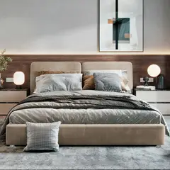 EKONOMODO - Colchón con Base Cama King Firmeza Media Ortopédico Doble Cara Resortado 200 x 200 cm + Cabecero Combo - 0% Interés a 3 Cuotas Pagando con tu CMR Banco Falabella