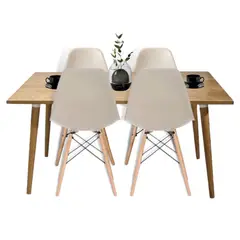 EKONOMODO - Juego de Comedor Moderno para 4 Personas (Comedor + 4 Sillas)