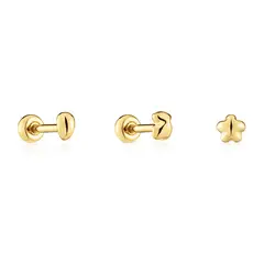 TOUS - Pack de piercings de oreja de acero IP dorado Balloon