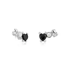 TOUS - Pendientes trepadores con oso de plata, ónix y nácar Color Pills