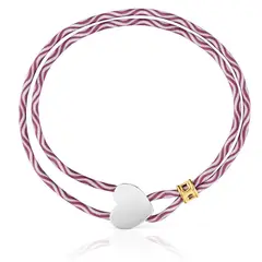 TOUS - Pulsera elástica burdeos con corazón de plata Sweet Dolls