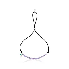 TOUS - Pulsera de nylon negro con amatistas Camille