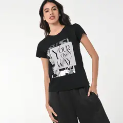 MOSSIMO - Camiseta Mujer con Estampado Manga corta de Algodón
