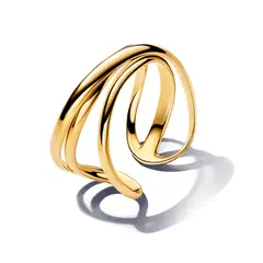 PANDORA - Anillo Abierto Triple Banda Forma Recubrimiento en Oro