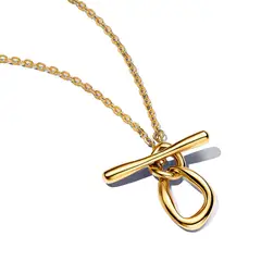 PANDORA - Collar barra en T Círculos Forma Orgánica Recubrimiento en Oro