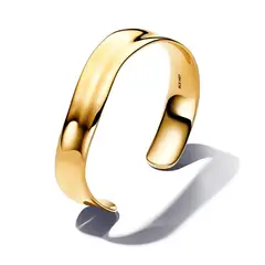 PANDORA - Brazalete Rígido Ancho Abierto Forma Orgánica Recubrimiento en Oro