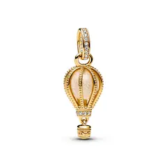 PANDORA - Charm Globo Aerostático Transparente Brillante Recubrimiento en Oro