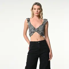 DENIMLAB - Crop top Mujer Animal print Sin mangas