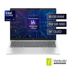HP - Portátil Pavilion Plus | Intel Core Ultra 5 | 16GB RAM | 512GB SSD Almacenamiento| Windows 11 | 14 pulgadas | 14-ew1000la | Computador portátil