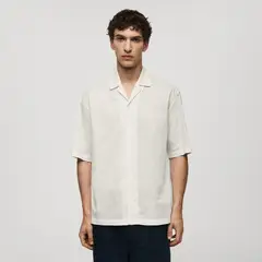 MANGO - Camisa Hombre Manga corta de Algodón