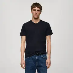 MANGO - Camiseta Hombre Manga corta Slim de Algodón