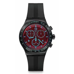 SWATCH - Reloj Unisex CRIMSON MYSTIQUE. Reloj Caucho Negro YVB417