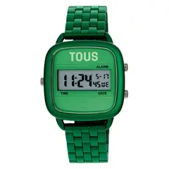 TOUS - Reloj digital con brazalete de aluminio en color verde D-Logo