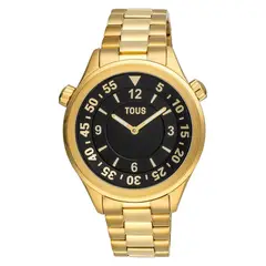 TOUS - Reloj analógico con brazalete de acero IPG dorado y esfera negra Now