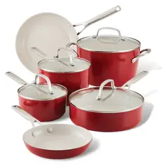 KITCHENAID - Juego de ollas Kitchenaid: Antiadherente Cerámico, Aluminio Anodizado. Bateria Antiadherente 10 piezas