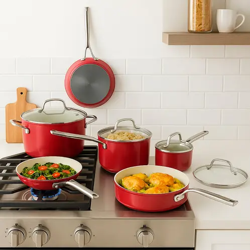 KITCHENAID - Juego de Ollas Kitchenaid: Antiadherente Cerámico, Aluminio Anodizado 10 piezas