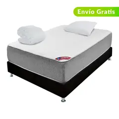 COLCHONES SPRING - Colchón con Base Cama Queen Firme Ortopédico con Pillow Resortado Maine 160 x 190 cm + Almohada + Protector - 0% Interés a 3, 6 o 12 Cuotas Pagando con tu CMR Banco Falabella