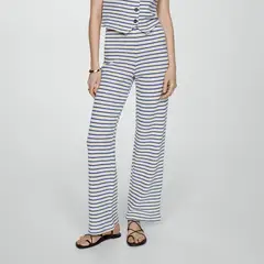 MANGO - Pantalón Recto Mujer Tiro alto de Rayas